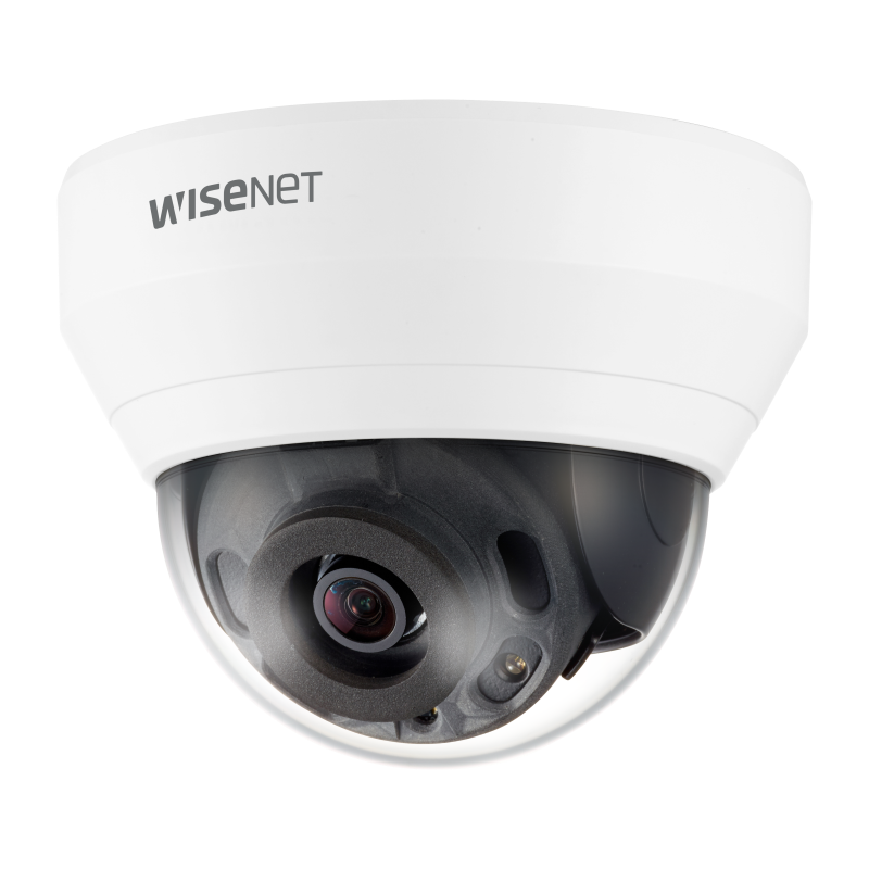 Hanwha - QND-6022R - Wisenet Q network indoor dome camera, 2MP @ 30fps, 4.0mm fixed focal lens (87°), triple codec H.265/H.264/MJPEG with Wisestream II, 120dB WDR, IR LEDs range 65', defocus detection, hallway View, one way audio, built-in SD card sl