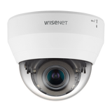Hanwha - QND-6082R - Wisenet Q network indoor dome camera, 2MP @ 30fps, motorized vari-focal lens 3.1x (3.2 ~ 10.0mm) (109°~33°), triple codec H.265/H.264/MJPEG with Wisestream II, 120dB WDR, IR LEDs range 98', defocus detection, hallway View, one wa
