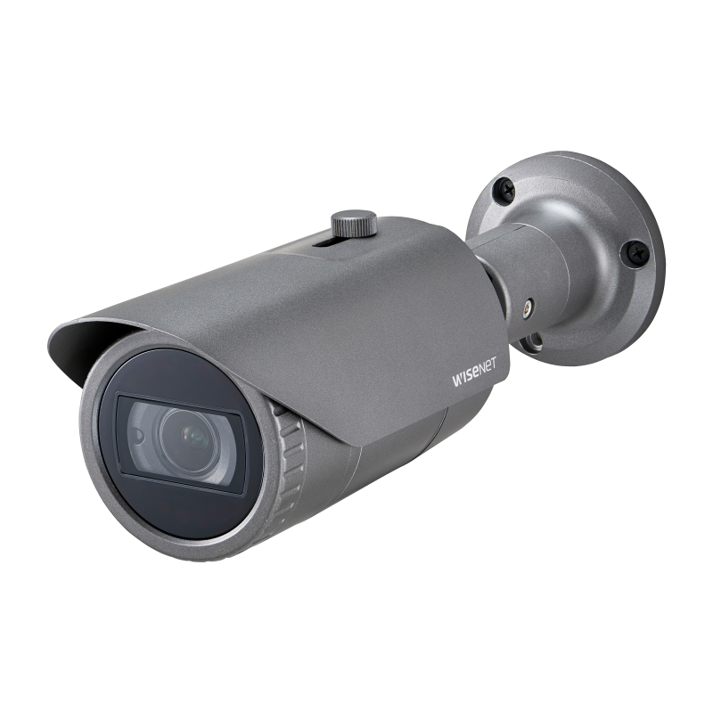 Hanwha - QNO-6082R - Wisenet Q network outdoor vandal bullet camera, 2MP @ 30fps, motorized vari-focal lens 3.1x (3.2 ~ 10.0mm) (109°~33°), triple codec H.265/H.264/MJPEG with Wisestream II, 120dB WDR, IR LEDs range 98', defocus detection, hallway Vi