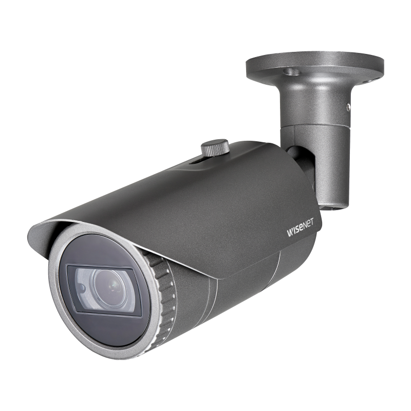 Hanwha - QNO-6082R - Wisenet Q network outdoor vandal bullet camera, 2MP @ 30fps, motorized vari-focal lens 3.1x (3.2 ~ 10.0mm) (109°~33°), triple codec H.265/H.264/MJPEG with Wisestream II, 120dB WDR, IR LEDs range 98', defocus detection, hallway Vi