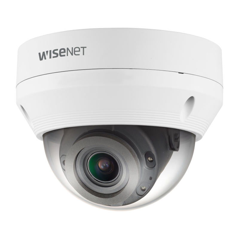 Hanwha - QNV-6082R1 - Wisenet Q network outdoor vandal dome camera, 2MP @ 30fps, motorized vari-focal lens 3.1x (3.2 ~ 10.0mm) (109°~33°), triple codec H.265/H.264/MJPEG with Wisestream II, 120dB WDR, IR LEDs range 98', defocus detection, hallway Vie