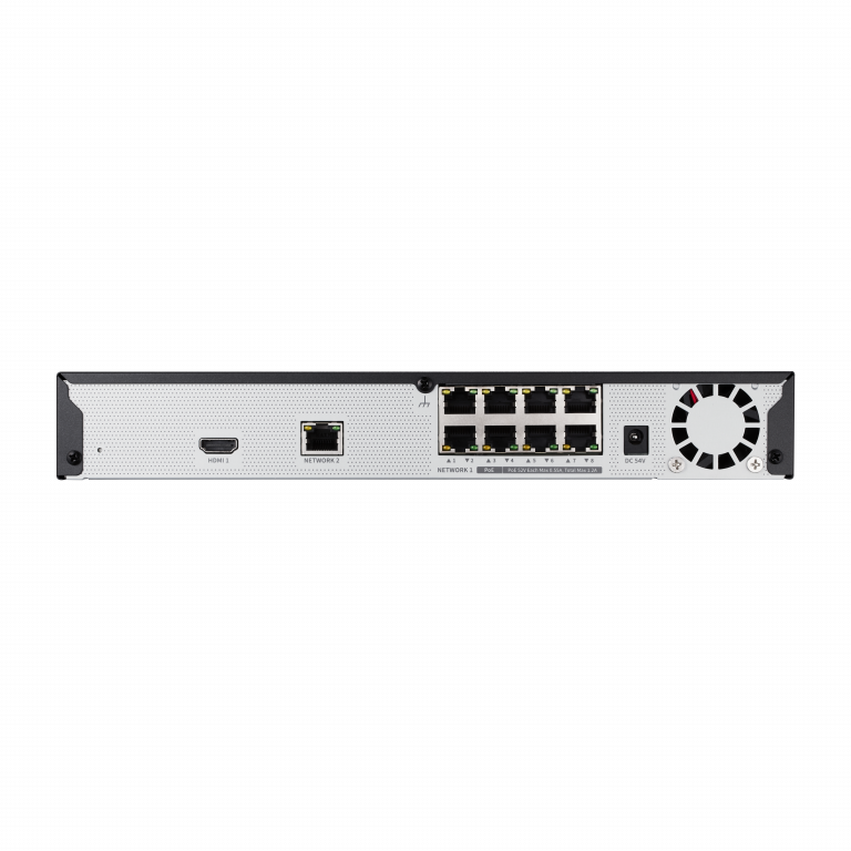 Hanwha - QRN-830S-2TB  - 8CH NVR 2TB with 8 PoE Ports (PoE Budget 65W) with 8MP Camera Support
