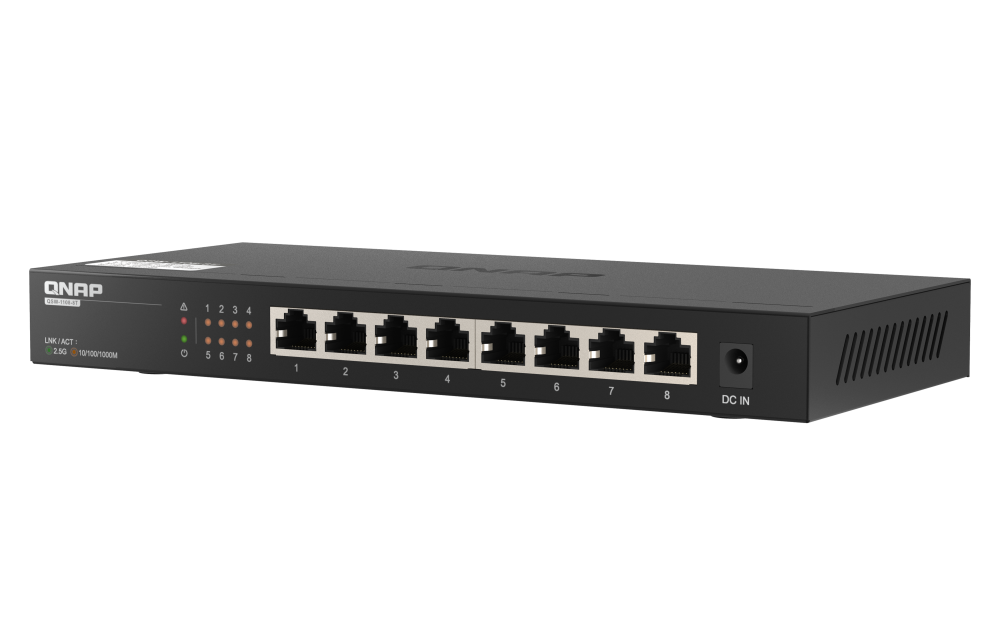 QNAP - QSW-1108-8T-US - QNAP Desktop QSW-1108-8T, Unmanaged Switch, 8 Port 2.5Gbps Auto Negotiation (2.5G/1G/100M) RJ45 port, Realtek RTL8371