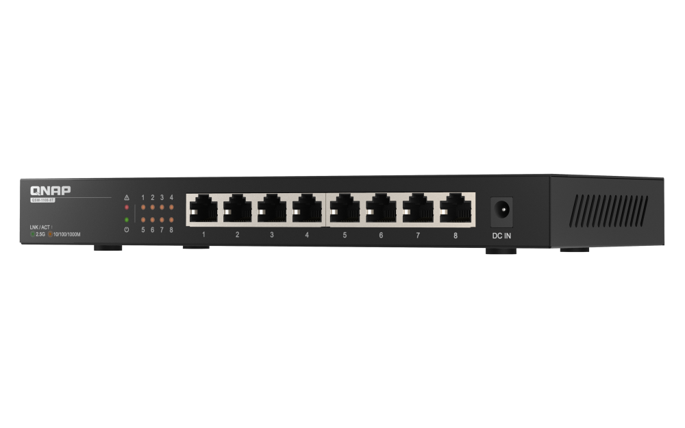 QNAP - QSW-1108-8T-US - QNAP Desktop QSW-1108-8T, Unmanaged Switch, 8 Port 2.5Gbps Auto Negotiation (2.5G/1G/100M) RJ45 port, Realtek RTL8371
