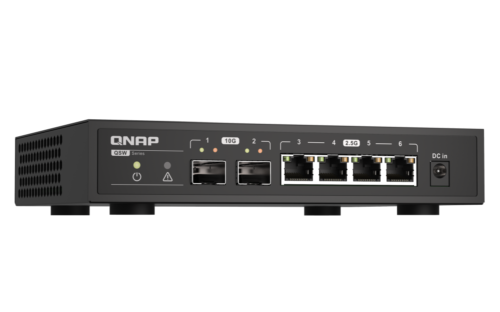 QNAP - QSW-2104-2S-A-US - QNAP Desktop QSW-2104-2S-US, Unmanaged Switch, 4 port 2.5Gbps auto negotiation (2.5G/1G/100M), 2 10GbE SFP+ port
