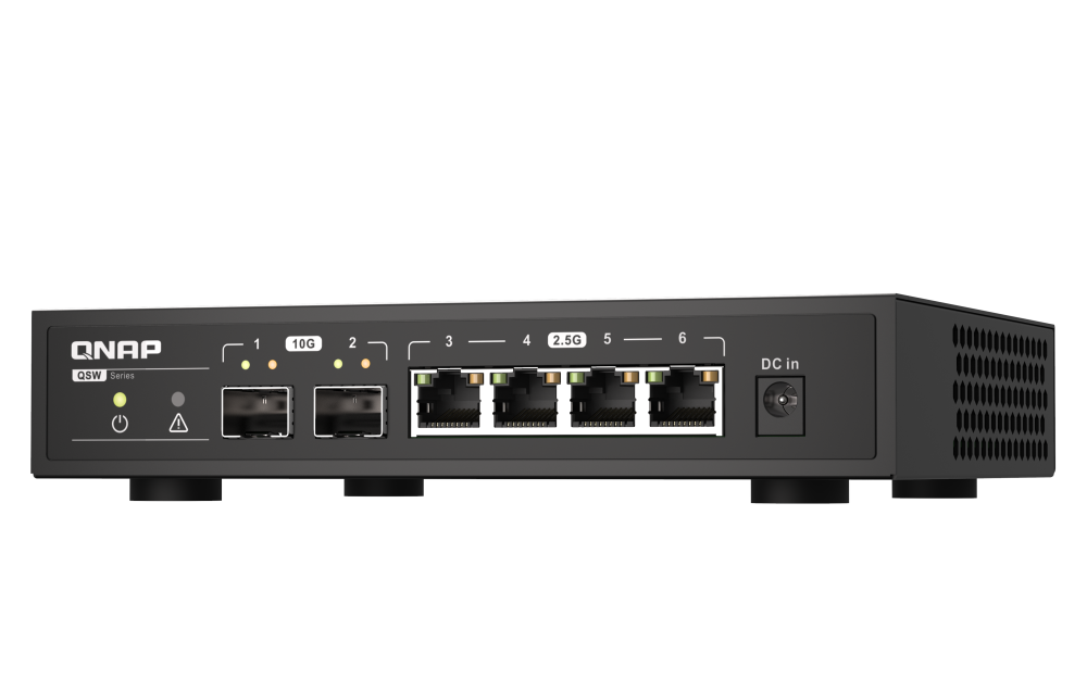 QNAP - QSW-2104-2S-A-US - QNAP Desktop QSW-2104-2S-US, Unmanaged Switch, 4 port 2.5Gbps auto negotiation (2.5G/1G/100M), 2 10GbE SFP+ port