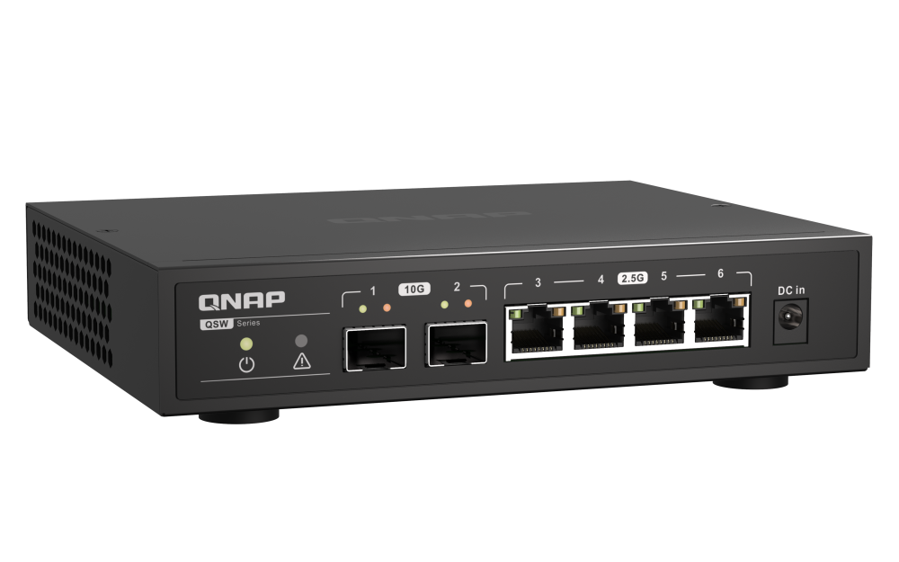 QNAP - QSW-2104-2S-A-US - QNAP Desktop QSW-2104-2S-US, Unmanaged Switch, 4 port 2.5Gbps auto negotiation (2.5G/1G/100M), 2 10GbE SFP+ port