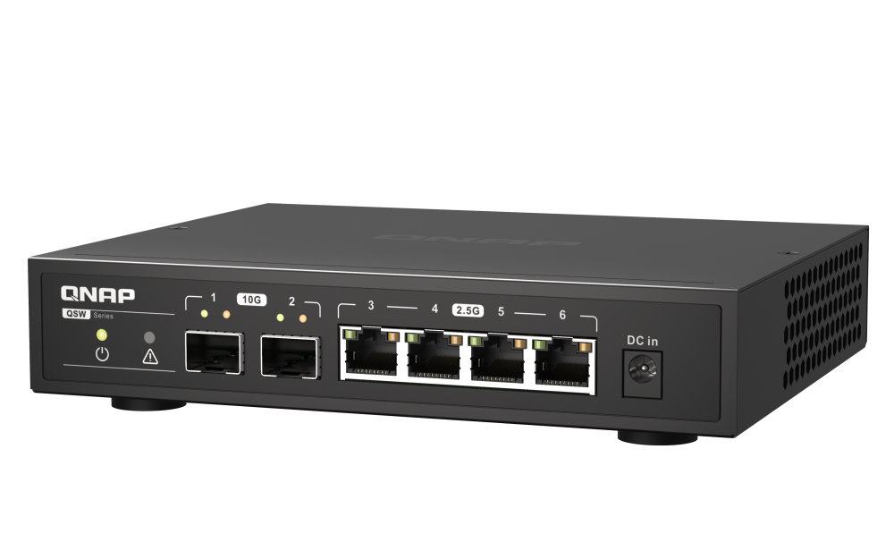 QNAP - QSW-2104-2S-A-US - QNAP Desktop QSW-2104-2S-US, Unmanaged Switch, 4 port 2.5Gbps auto negotiation (2.5G/1G/100M), 2 10GbE SFP+ port