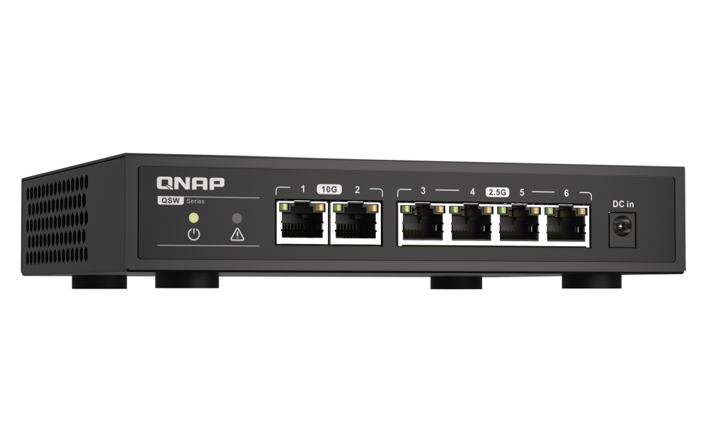 QNAP - QSW-2104-2T-A-US - QNAP Desktop QSW-2104-2T-US, Unmanaged Switch, 4 port 2.5Gbps Auto Negotiation (2.5G/1G/100M)