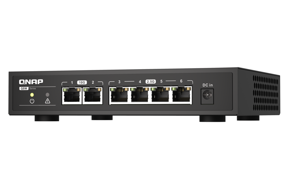 QNAP - QSW-2104-2T-A-US - QNAP Desktop QSW-2104-2T-US, Unmanaged Switch, 4 port 2.5Gbps Auto Negotiation (2.5G/1G/100M)
