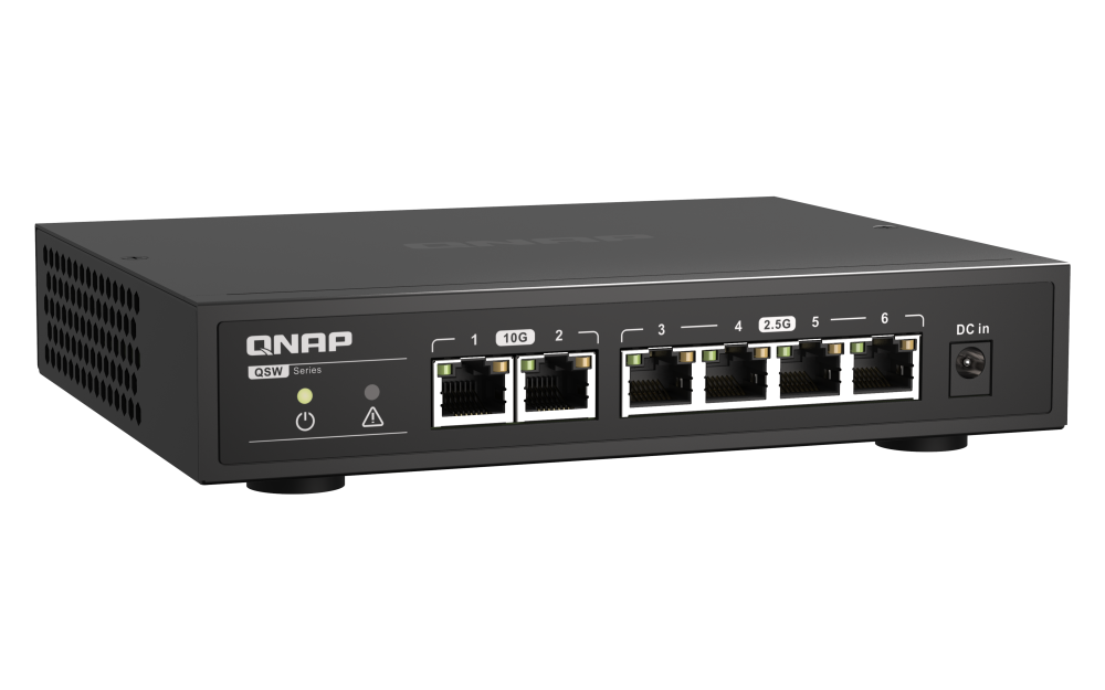 QNAP - QSW-2104-2T-A-US - QNAP Desktop QSW-2104-2T-US, Unmanaged Switch, 4 port 2.5Gbps Auto Negotiation (2.5G/1G/100M)