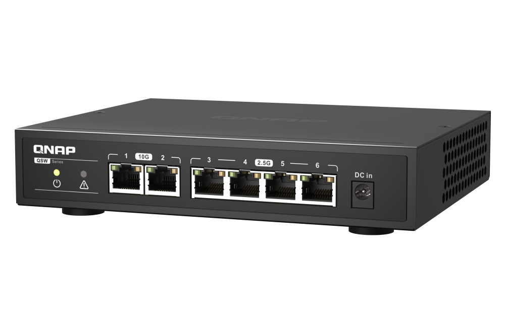 QNAP - QSW-2104-2T-A-US - QNAP Desktop QSW-2104-2T-US, Unmanaged Switch, 4 port 2.5Gbps Auto Negotiation (2.5G/1G/100M)