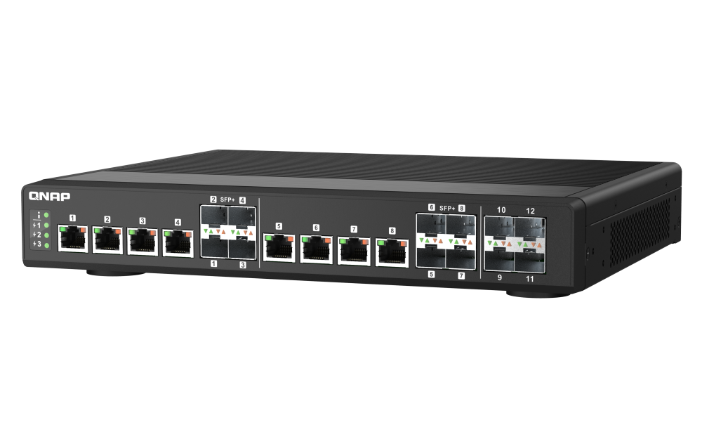 QNAP - QSW-IM1200-8C-US - Rackmount Switch, Management Switch, 12 port of 10GbE Port Speed, 4 10GbE SFP+ port, 8 Port