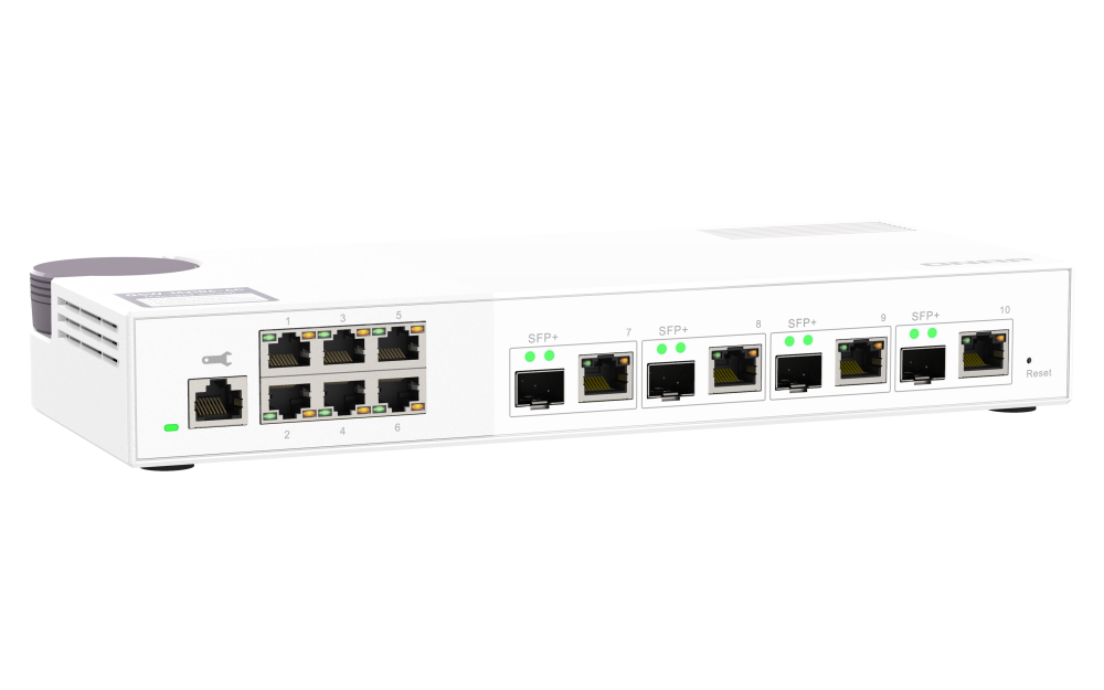 QNAP - QSW-M2106-4C-US - QNAP QSW-M408S 6-port Layer 2 Managed Switch. 6 x 2.5GbE (1G/100M) Ports and 4 x 10G SFP+/ NBASE-T (10G/5G/2.5G/1G/100M) combo ports. Easy Management with Web Browser
