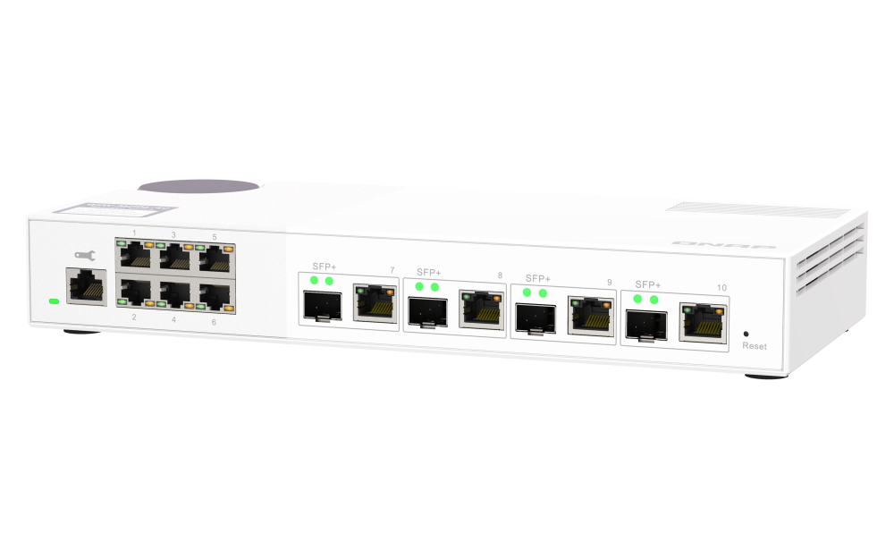 QNAP - QSW-M2106-4C-US - QNAP QSW-M408S 6-port Layer 2 Managed Switch. 6 x 2.5GbE (1G/100M) Ports and 4 x 10G SFP+/ NBASE-T (10G/5G/2.5G/1G/100M) combo ports. Easy Management with Web Browser