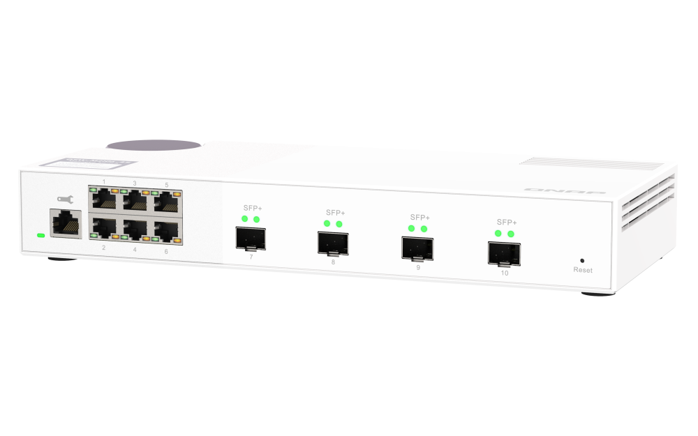 QNAP - QSW-M2106-4S-US - QNAP QSW-M408S 6-port Layer 2 managed switch. 6 x 2.5GbE (1G/100M) ports and 4 x 10G SFP+ Ports. Easy Management with Web Browser