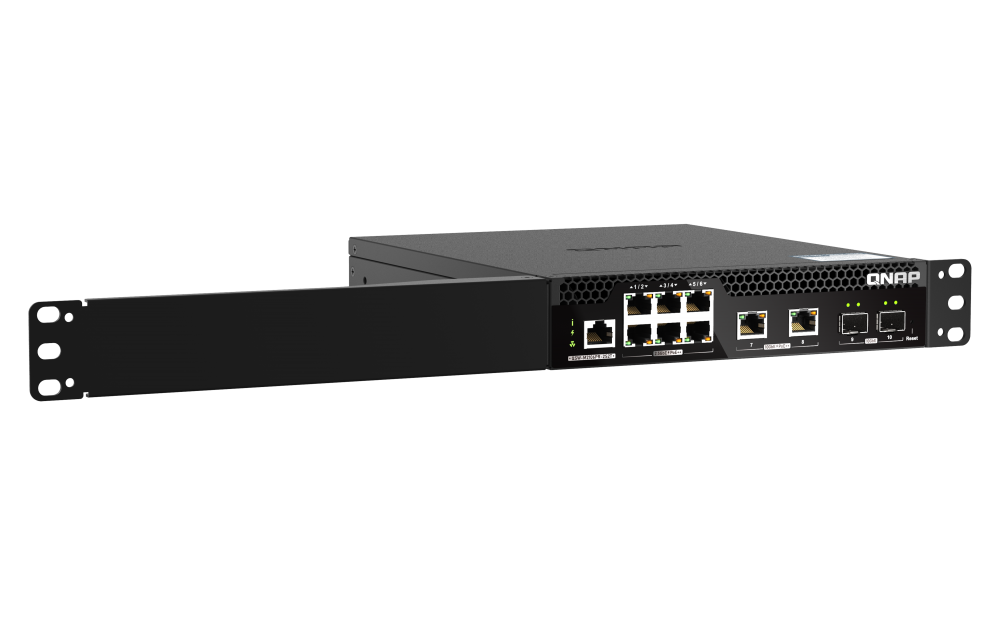 QNAP - QSW-M2106PR-2S2T-US - QNAP Half-Rackmount Switch QSW-M2106PR-2S2T-US, Management Switch, 6 port 2.5Gbps with PoE 802.3bt(90W)