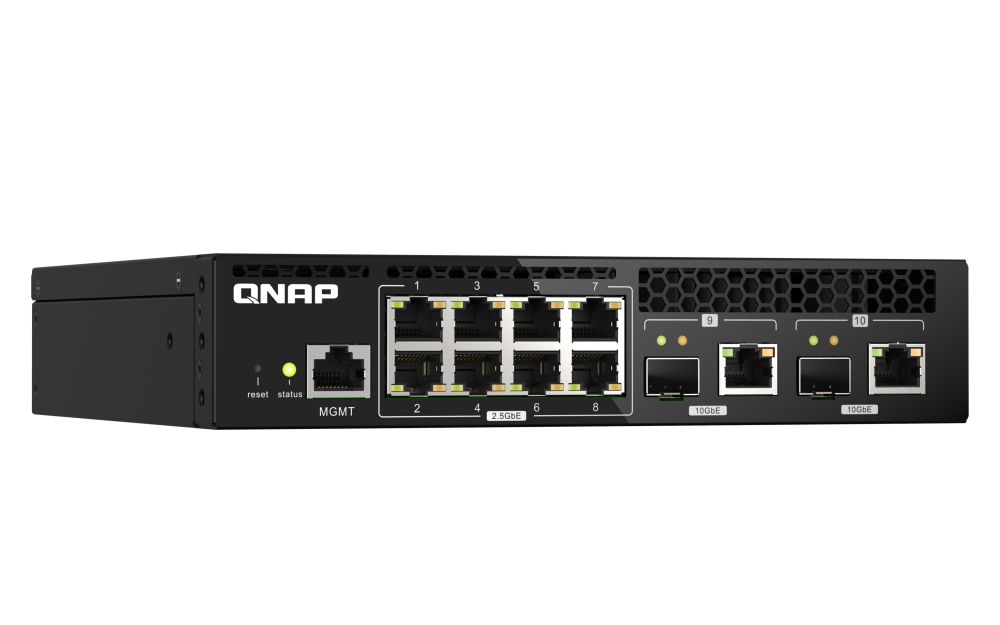 QNAP - QSW-M2108R-2C-US - QNAP Rackmount Switch QSW-M2108-2C, Management Switch, 8 port 2.5Gbps, 2 port 10Gbps SFP+/ NBASE-T Combo. Easy Management with Web Browser