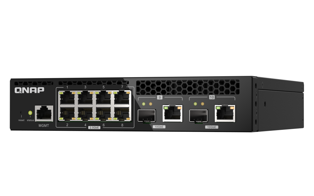 QNAP - QSW-M2108R-2C-US - QNAP Rackmount Switch QSW-M2108-2C, Management Switch, 8 port 2.5Gbps, 2 port 10Gbps SFP+/ NBASE-T Combo. Easy Management with Web Browser