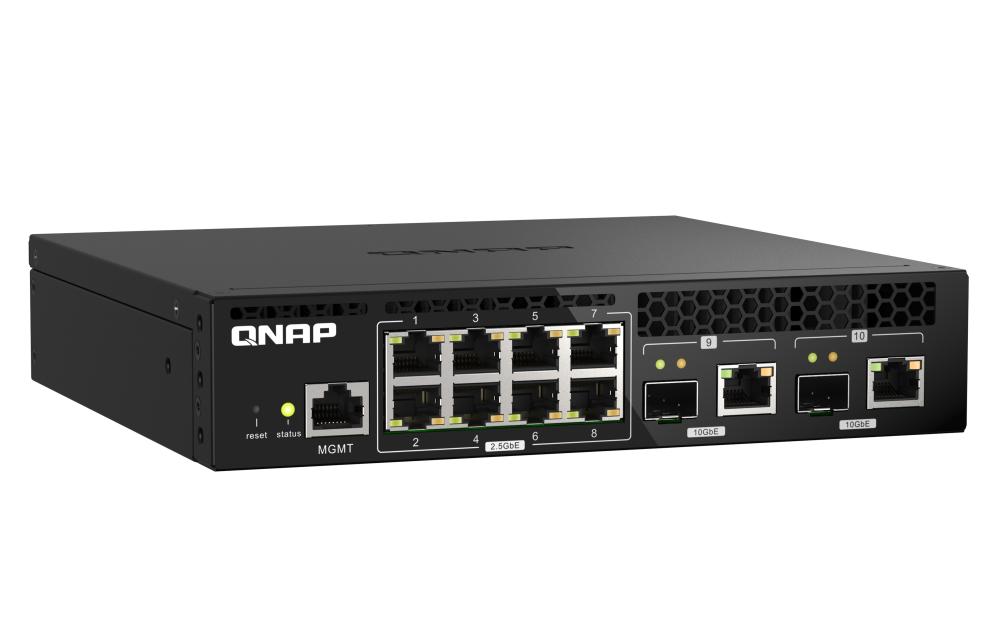 QNAP - QSW-M2108R-2C-US - QNAP Rackmount Switch QSW-M2108-2C, Management Switch, 8 port 2.5Gbps, 2 port 10Gbps SFP+/ NBASE-T Combo. Easy Management with Web Browser