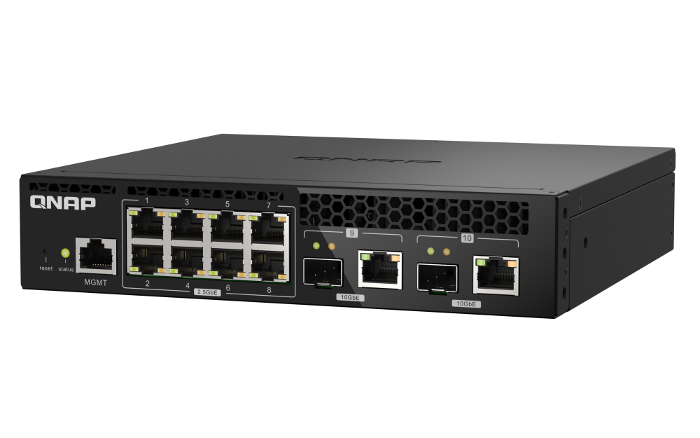 QNAP - QSW-M2108R-2C-US - QNAP Rackmount Switch QSW-M2108-2C, Management Switch, 8 port 2.5Gbps, 2 port 10Gbps SFP+/ NBASE-T Combo. Easy Management with Web Browser