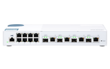 QNAP - QSW-M408-4C-US - QNAP QSW-M408-4C 12-port layer 2 managed switch. Eight 1GbE ports and four 10G SFP+/ NBASE-T Combo Ports. Easy Management with Web Browser