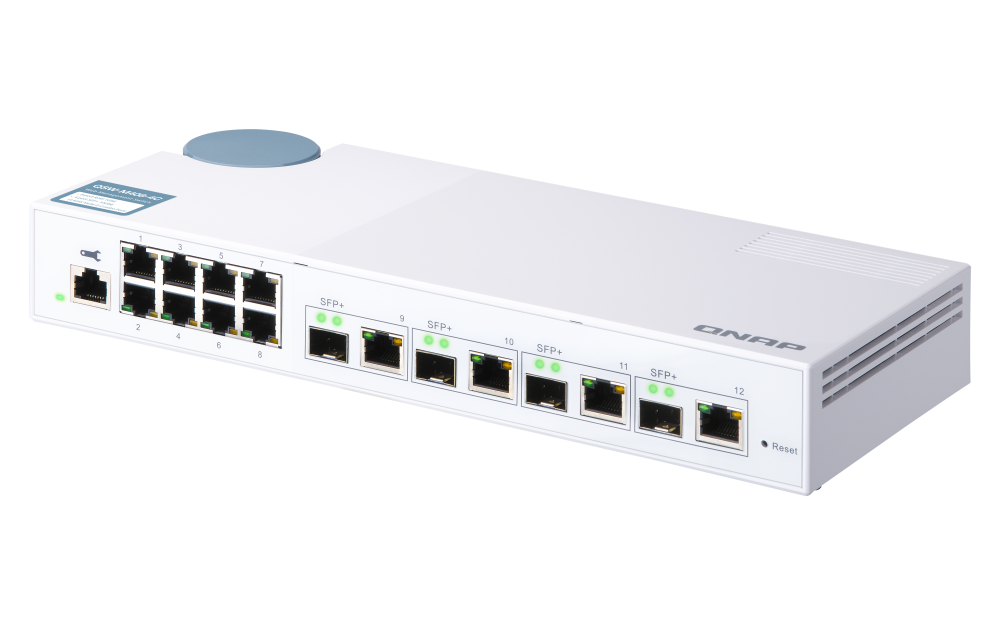 QNAP - QSW-M408-4C-US - QNAP QSW-M408-4C 12-port layer 2 managed switch. Eight 1GbE ports and four 10G SFP+/ NBASE-T Combo Ports. Easy Management with Web Browser