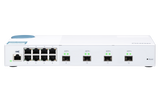 QNAP - QSW-M408S-US - QNAP QSW-M408S 12-port layer 2 Managed Switch. Eight 1GbE ports and four 10G SFP+ Ports. Easy Management with Web Browser