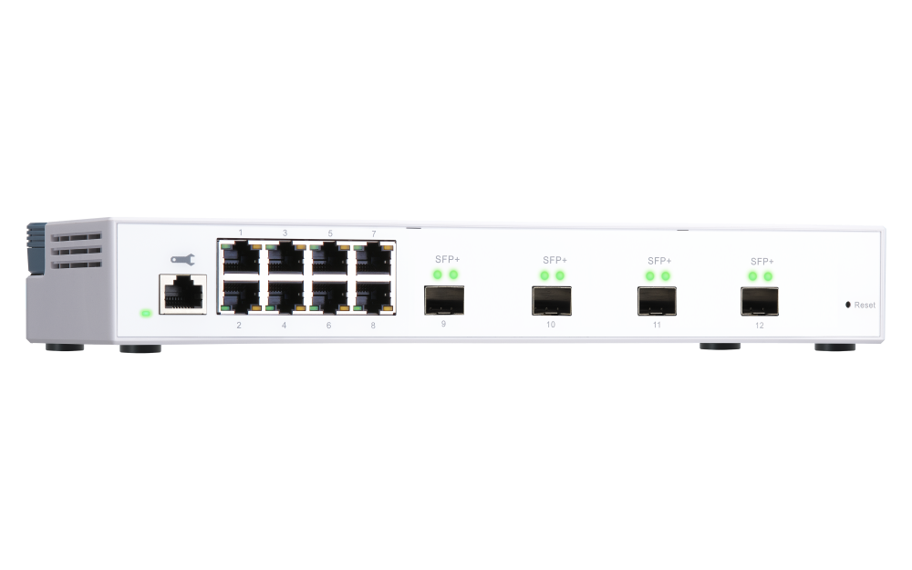 QNAP - QSW-M408S-US - QNAP QSW-M408S 12-port layer 2 Managed Switch. Eight 1GbE ports and four 10G SFP+ Ports. Easy Management with Web Browser