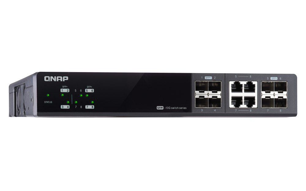 QNAP - QSW-M804-4C-US - QNAP QSW-M804-4C, Management Switch, 8 Port of 10GbE Port Speed, 4 port SFP+, 4 port  SFP+/ NBASE-T Combo, Support for 5-speed Auto Negotiation (10G/5G/2.5G/1G/100M)