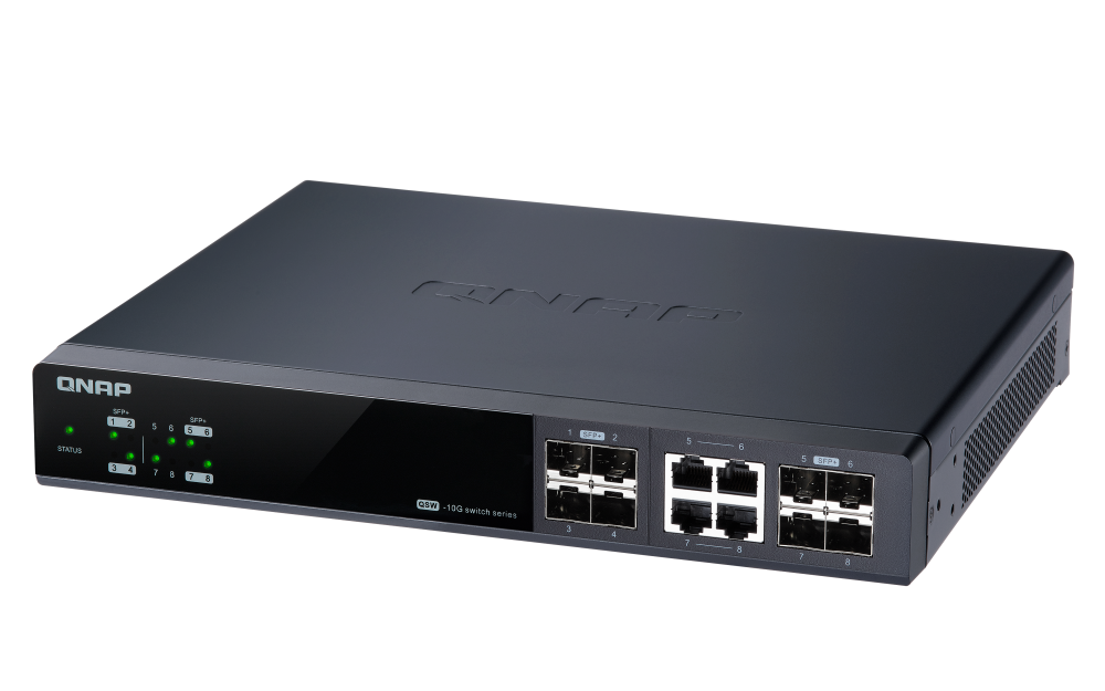 QNAP - QSW-M804-4C-US - QNAP QSW-M804-4C, Management Switch, 8 Port of 10GbE Port Speed, 4 port SFP+, 4 port  SFP+/ NBASE-T Combo, Support for 5-speed Auto Negotiation (10G/5G/2.5G/1G/100M)