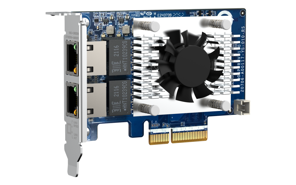 QNAP - QXG-10G2TB - Dual-port 10GbE (BASE-T) Network Adaptor, low-profile form factor
