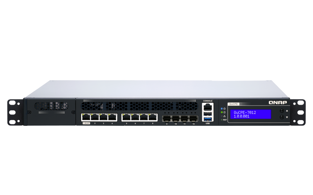 QNAP - QuCPE-7012-D2123IT-8G-US - Rackmount uCPE QuCPE-7012-D2123IT Intel Xeon D-2123IT 4C/8T 2.2 GHz, up to 3GHz, 8GB DDR4 ECC RAM, 4