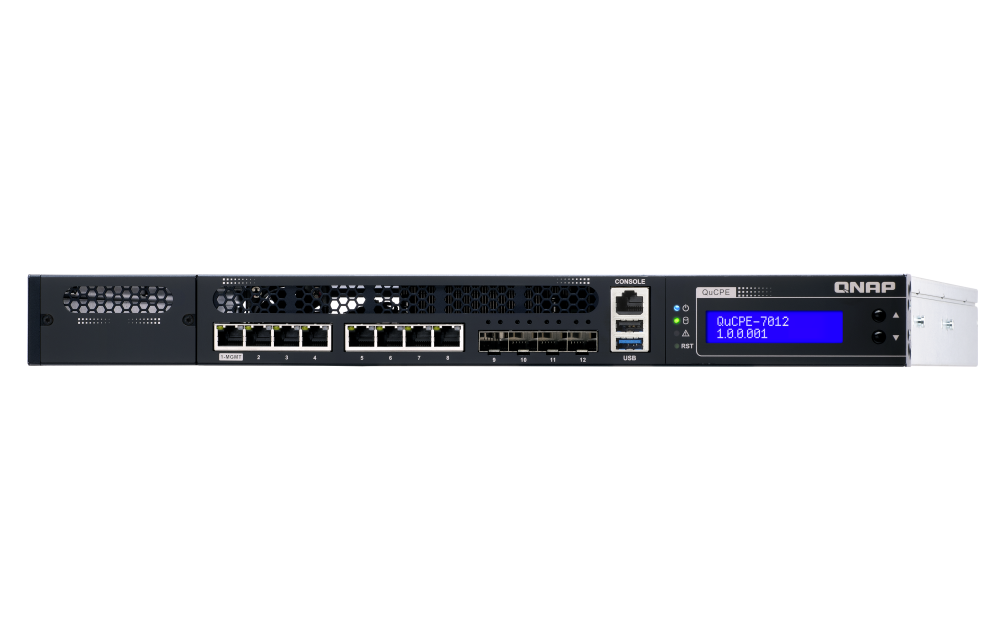 QNAP - QuCPE-7012-D2123IT-8G-US - Rackmount uCPE QuCPE-7012-D2123IT Intel Xeon D-2123IT 4C/8T 2.2 GHz, up to 3GHz, 8GB DDR4 ECC RAM, 4