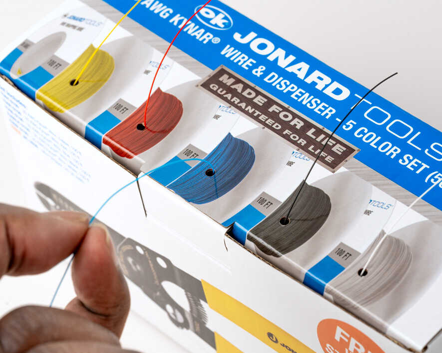 Jonard Tools - R26-5100 - 26 AWG Kynar® Wire Dispenser with 500 ft Wire, 5 Colors - With Wire Strippers