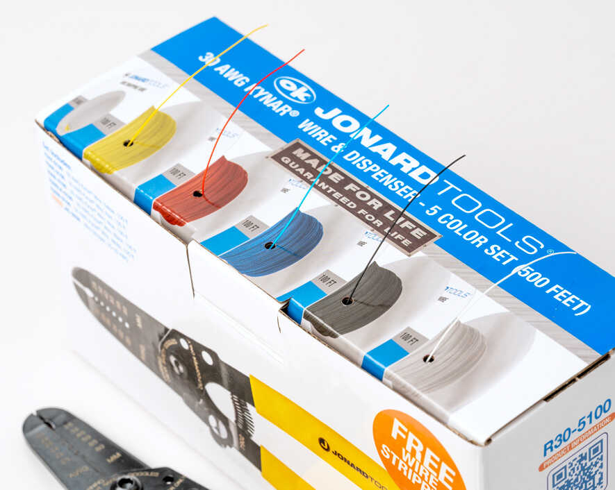 Jonard Tools - R30-5100 - 30 AWG Kynar® Wire Dispenser with 500 ft Wire, 5 Colors