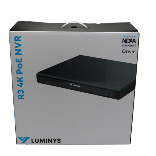 Luminys - R32-16PA4 - R3 Starter Series NVR, 8MP 16 Channel 1U 16-Port PoE, 2SATA, Analytics by Camera, 4TB