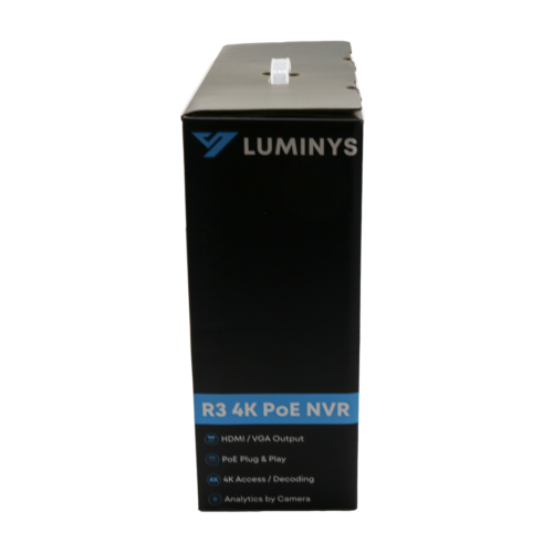 Luminys - R32-8PA2 - R3 Starter Series NVR, 8MP 8 Channel 1U 8-Port PoE,  2SATA, Analytics by Camera, 2TB