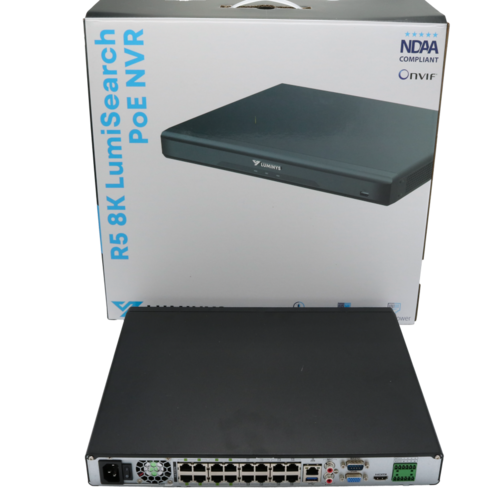 Luminys - R52-16PA4 - R5 Mainstream Series NVR, 32MP 16 Channel 1U 16-Port PoE, 2SATA, Analytics by Recorder, LumiPower, LumiSearch+ , 4TB