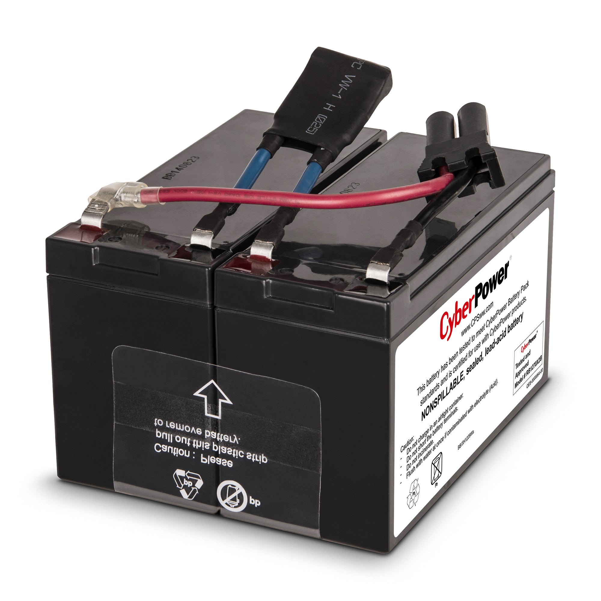 CYBERPOWER - RB1270X2B - Replacement Battery Cartridge for PR750LCD, 2 batteries, 12V/7AH, Sealed lead-acid, 18 month warranty