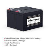 CYBERPOWER - RB1270X2C - REPLACEMENT BATTERY CARTRIDGE, 2 BATTERIES, 12V/7AH, SEALED LEAD-ACID, 18 MONTH WARRANTY
