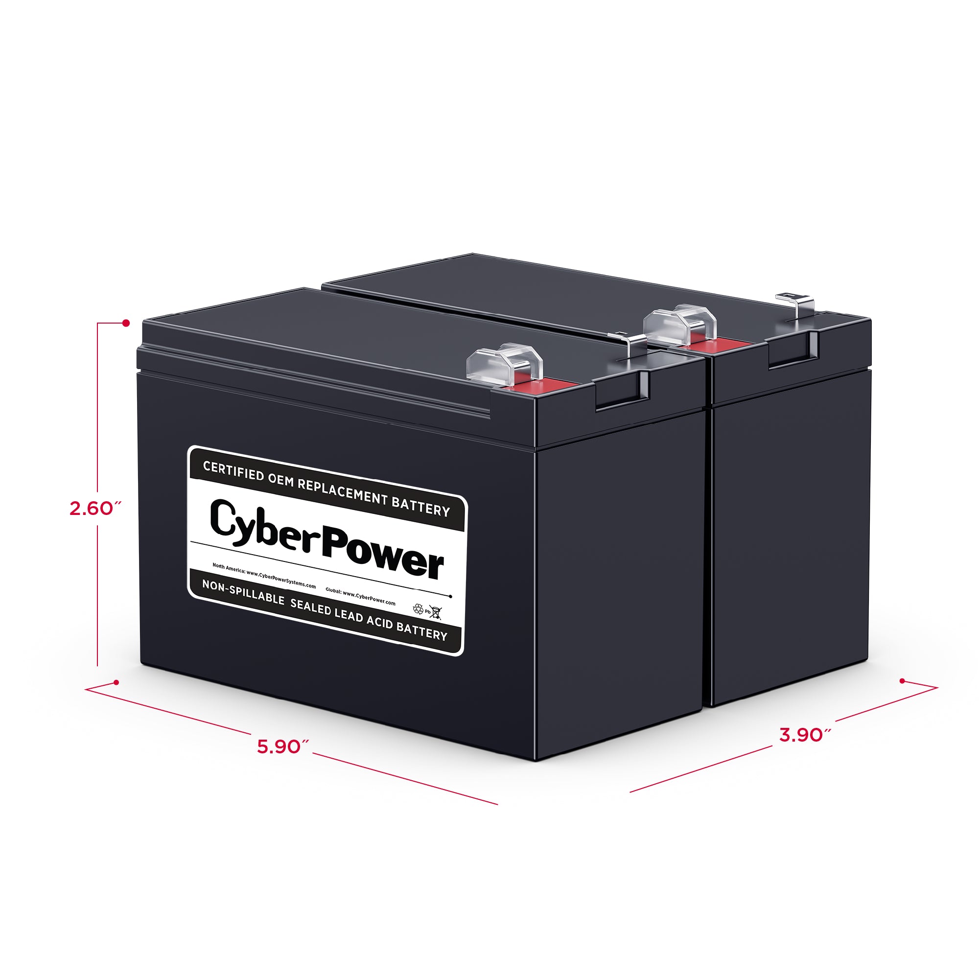 CYBERPOWER - RB1270X2C - REPLACEMENT BATTERY CARTRIDGE, 2 BATTERIES, 12V/7AH, SEALED LEAD-ACID, 18 MONTH WARRANTY