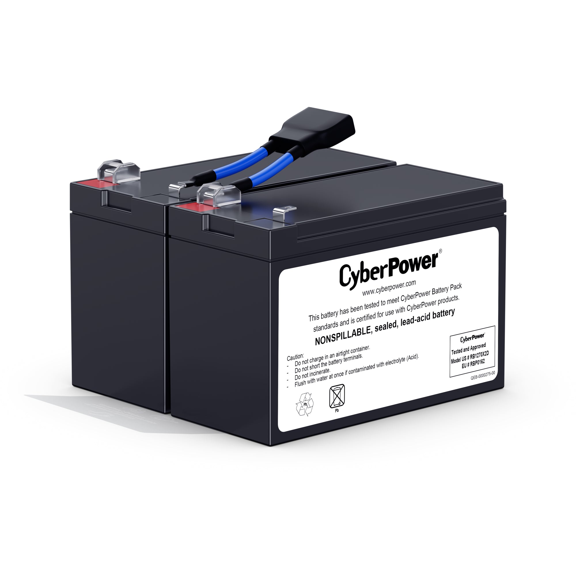 CYBERPOWER - RB1270X2D - CyberPower RB1270X2D UPS Replacement Battery, 2 x 12V/7Ah, 18-month Warranty