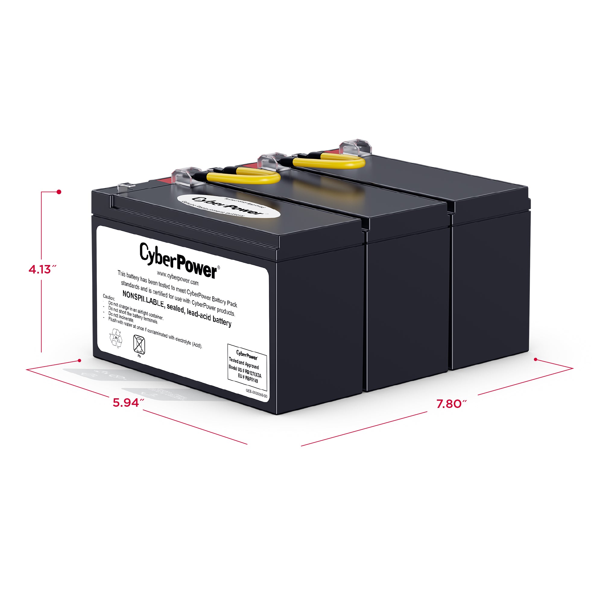 CYBERPOWER - RB1270X3A - CyberPower RB1270X3A UPS Replacement Battery, 3 x 12V/7Ah, 18-month Warranty