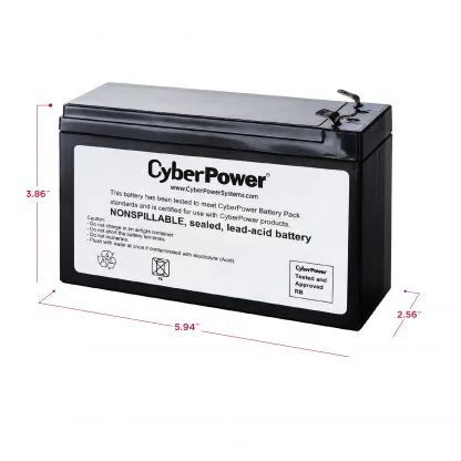 CYBERPOWER - RB1280A - Replacement Battery Cartridge for CP825LCD, CP800AVR, CP825AVR-G, CP825AVRLCD-G, CP850AVRLCD, 1 battery, 12V/8AH, Sealed lead-acid, 18 month warranty