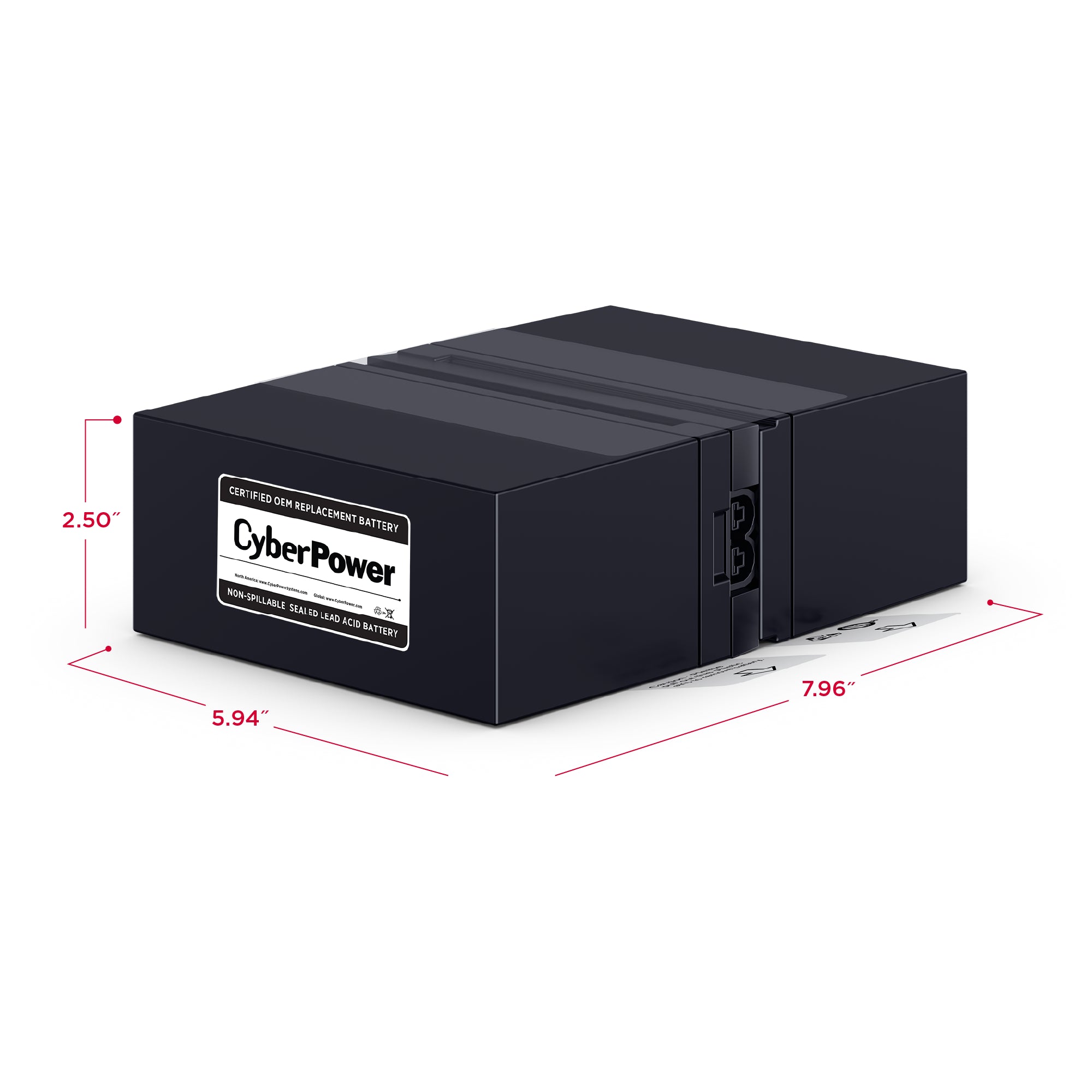 CYBERPOWER - RB1280X2D - Replacement Battery Cartridge for CP1200AVR and CP1285AVRLCD, 2 batteries, 12V/7.2AH, Sealed lead-acid, 18 month warranty