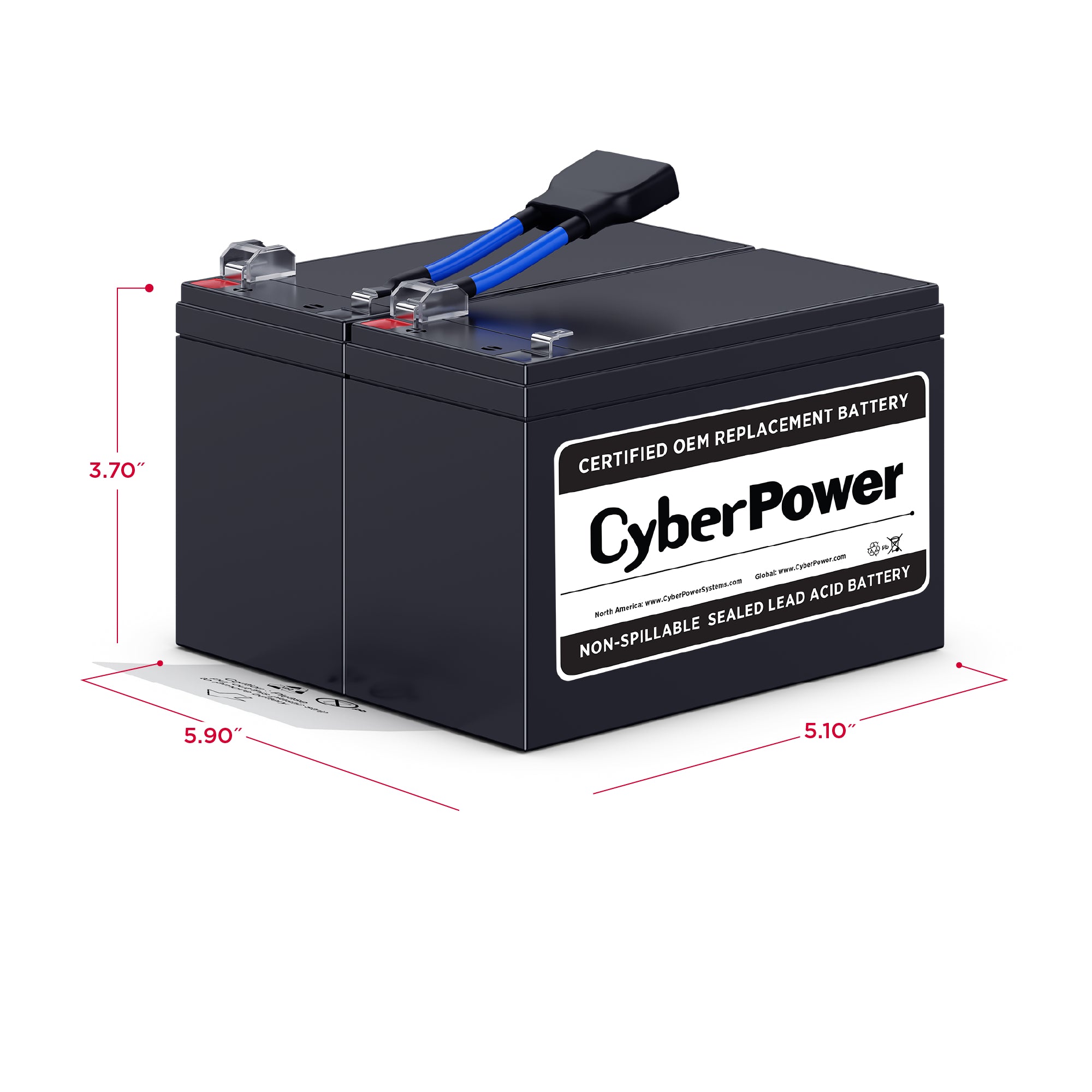 CYBERPOWER - RB1290X2B - REPLACEMENT BATTERY CARTRIDGE, 2 BATTERIES, 12V/9AH, SEALED LEAD-ACID, 18 MONTH WARRANTY