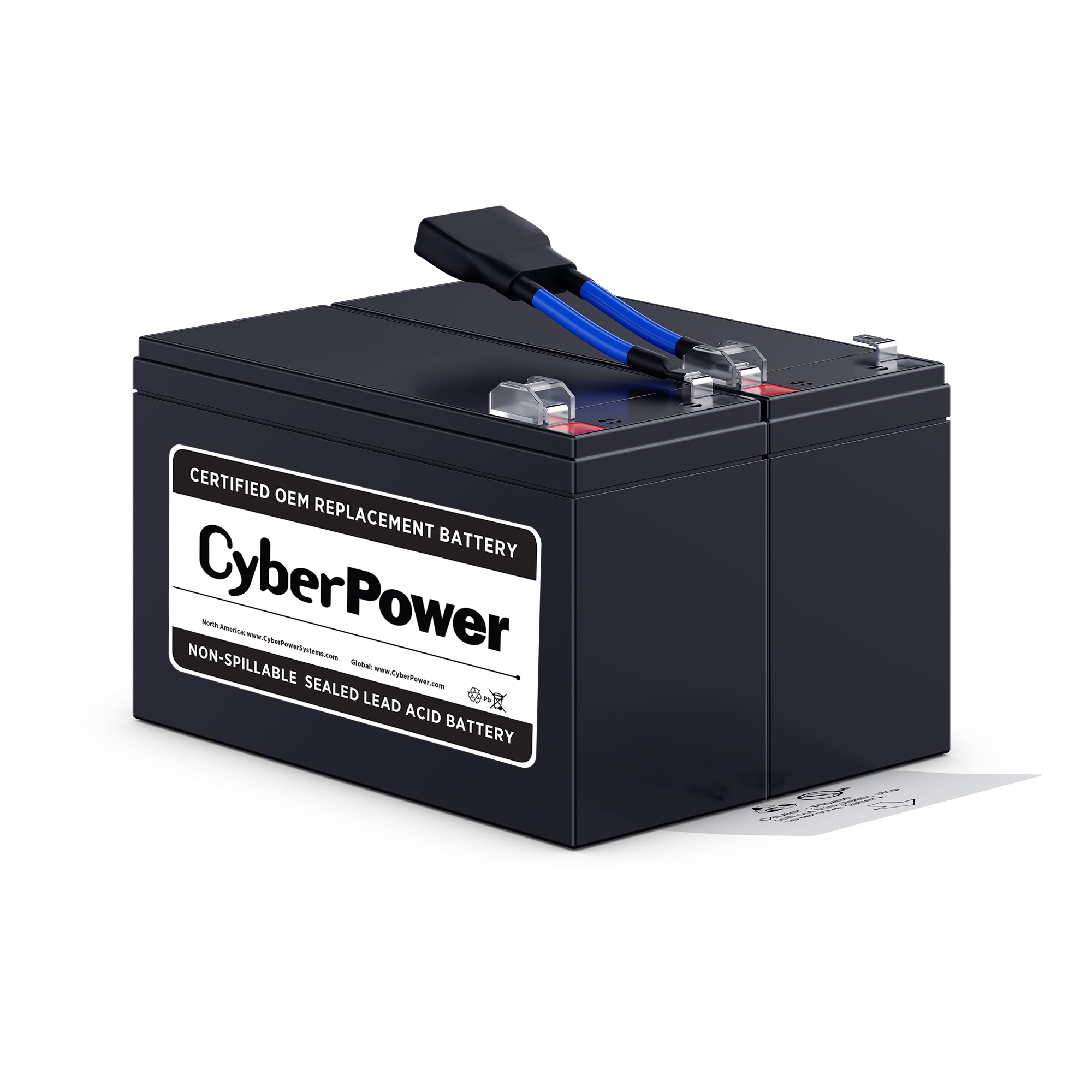 CYBERPOWER - RB1290X2B - REPLACEMENT BATTERY CARTRIDGE, 2 BATTERIES, 12V/9AH, SEALED LEAD-ACID, 18 MONTH WARRANTY