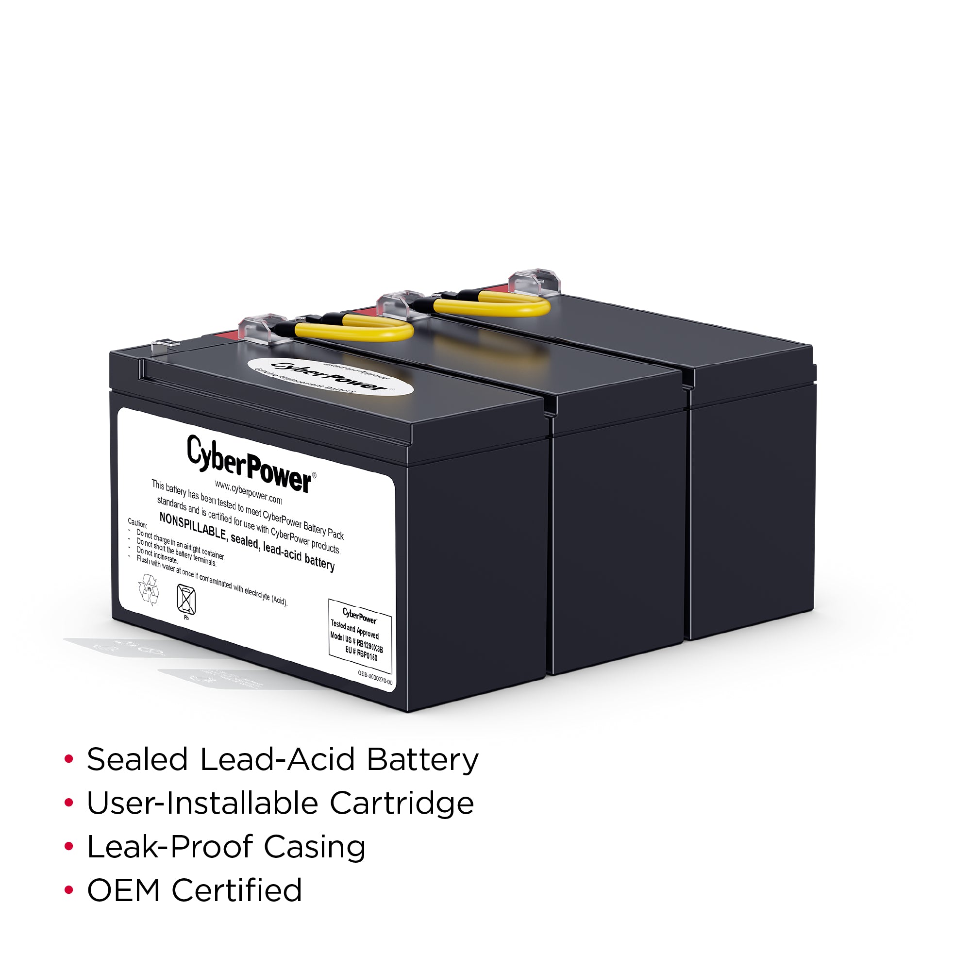 CYBERPOWER - RB1290X3B - CyberPower RB1290X3B UPS Replacement Battery, 3 x 12V/9Ah, 18-month Warranty
