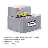 CYBERPOWER - RB1290X4K - REPLACEMENT BATTERY CARTRIDGE FOR PR2200LCDSL & PR3000LCDSL , 4 BATTERIES, 12V/9AH, SEALED LEAD-ACID, 18 MONTH WARRANTY